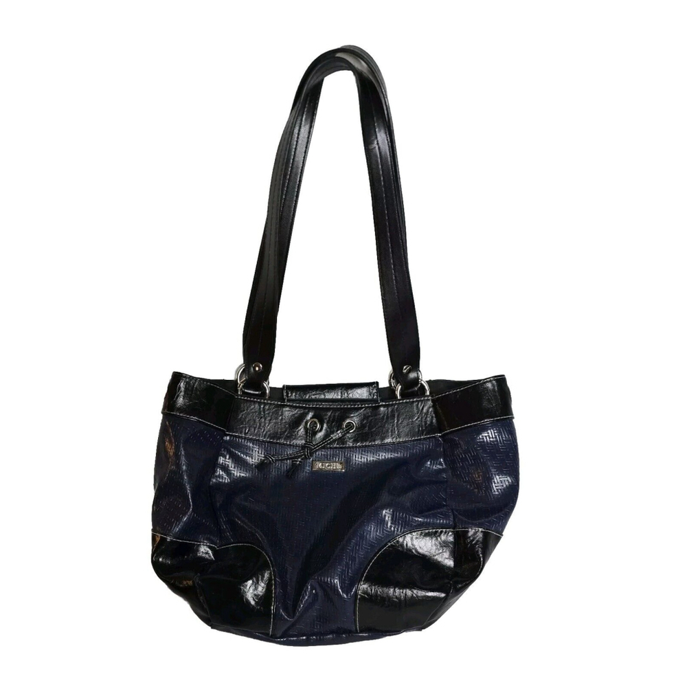 MICHE WOMENS JOYANNA SHELL & 2 HANDLE HANDBAG Dark Blue & Black Trim Purse